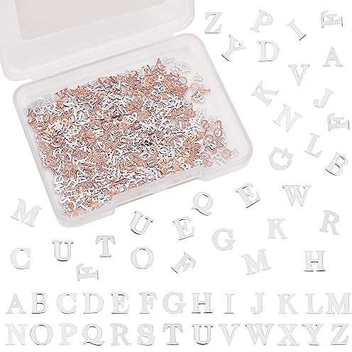 OLYCRAFT 1040 Pcs Platinum Letter Resin Filler Alphabet Resin Filling Charms Alloy Epoxy Resin Supplies Brass Cabochons for Nail Art Studs and Nail Art Decoartion Accessories - 26 Styles