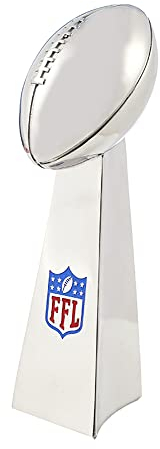 guancrown Fantasy Fußball Pokal 10,2 cm hoch - Chrom Replik Meisterschaft Trophäe - First Place Winner Award Fantasy League Gewinner's Cup Bright Silver Lombardi Trophäe Elegant