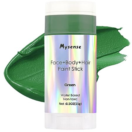Mysense Green Face Body Hair Paint Stick,Water Based Washable Temporary Hair Paint,Non-toxic Hypoallergenic Cream Body Paint for Adults and Children Halloween Cosplay Camo Witch Makeup,0.5oz(15g)