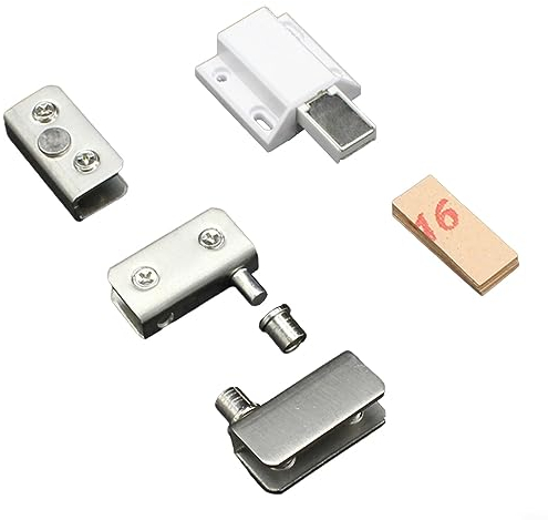 Verstellbare Glastür-Scharnierklemme, lochfreier Edelstahl, für Schränke, Kleiderschränke, Glastüren, Magnetverschluss, Möbelbeschläge