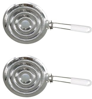 Fackelmann 9928650 Lot de 2 diffuseurs de chaleur de plaque de cuisson, Accessoire pour gazinière, 2 diffuseurs chaleur gazinière, Blanc, Acier inoxydable, 20,5 cm