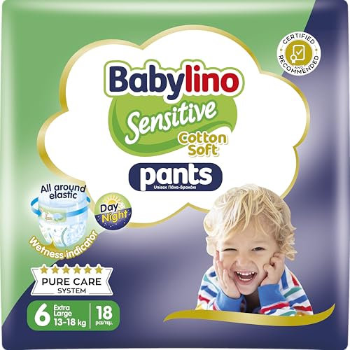Babylino Sensitive Cotton Soft Windeln Größe 6, Pants XL (13-18 kg), 18 Stück