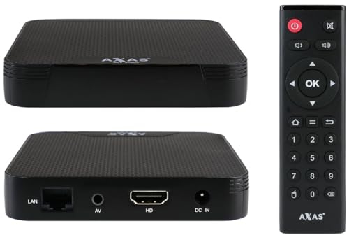 AXAS A1 HD 4K UHD Android 10 IP Receiver (4K Ultra HD Auflösung, 2GB RAM & 16GB Flash, 2.4 & 5GHz Dual-WiFi, Micro SD-Karte bis zu 32 GB, Set-Top Box, 2X USB 2.0, Schwarz)