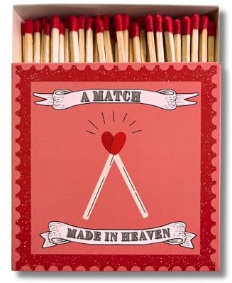 Curator Home Luxury Gift Long Safety Matches I Stylish Square Matchbox (Match Made in Heaven)