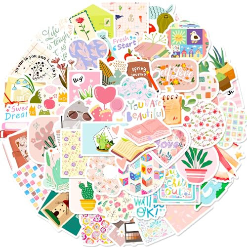 50Pcs Water Bottle Stickers Laptop Stickers Waterproof Vinyl Sticker Bulk Variety for Luggage Computer Skateboard Bicycle Skate Bike for for Kids Teens Girls (BP-T1744)