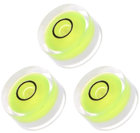 Kozelo 3pcs Small Circular Bubble Spirit Levels - [18mm Diameter 9mm Thickness] Mini Round RV Level Leveling Tools for Travel Trailer Turntable Camera, Lime
