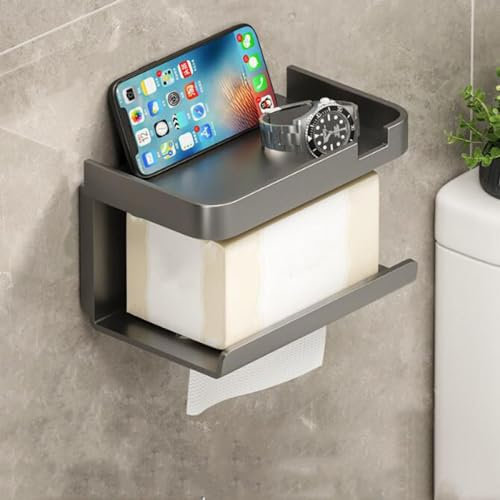 Großer Toilettenpapierhalter, Wand-Papierrollenhalter mit Ablage, Toiletten-Organizer, Telefonständer, Badezimmerzubehör, 5,1