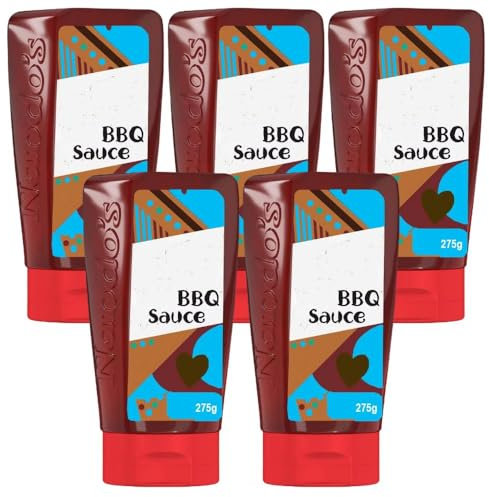 Nandos Peri BBQ Sauce 275g x 5 Smokey Sweet Barbecue Flavour Mild Spicy Red Chilli Grill Mariade Dip Sandwich Spread Seasoning with Welari Thank You Card | (5pack) (1375g)