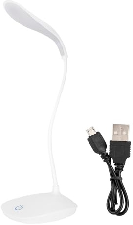 Yctze USB-LED-Schreibtischlampe mit Verstellbarem Hals, Dimmbarer Touch-Taste und USB-Aufladung Zum Lesen, Nachttisch und Schreibtischarbeiten