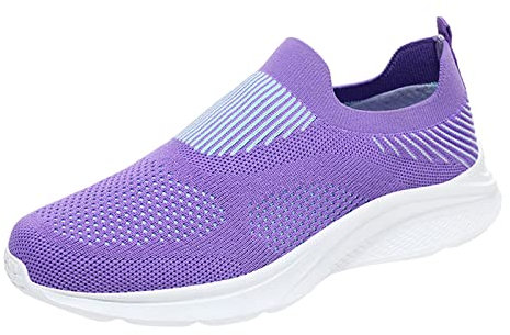 Scarpe da ginnastica da donna con tomaia in rete, modello alla moda, traspiranti, comode, leggere, per il tempo libero, da tennis, da pallavolo, Lilla, 39 EU