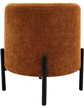 Rebecca Mobili Niedriger Hocker, Runder Fußhocker, Dunkelorange, Polyesterstoff Stahl, Gepolstert, für Sofa - Maße HxBxT: 43,5 x 38 x 38 cm - Art. RE7059