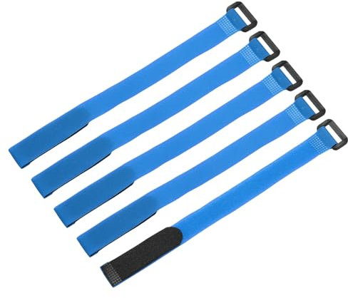 sourcing map 5Pcs Reusable Battery Tie Down Straps,0.8x12 Blue Nylon Multipurpose Battery Hold Down Adjustable Cinch Strap Hook Loop Fastening Tie for Quadcopters FPV RC Drone Boat Car