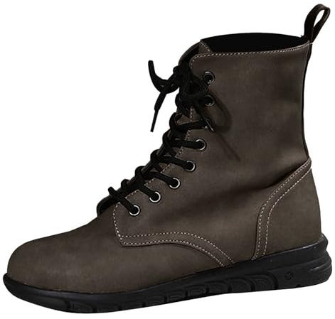 DKLOVIFU Winterboots Damen Stiefeletten Weite Stiefeletten Boots Gefüttert Winter Stiefel Schnürstiefel 421