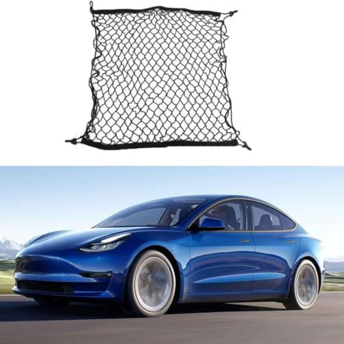 LiuROSE Car Trunk Cargo Net for Tesla Model 3 Y 2017-2023,Elastic Nylon Baggage Cargo Fixed Net,Flexible Cargo Organizer Net