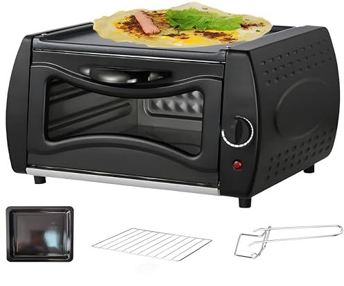2-in-1 Tandoor Oven Mini, 12L Pizza Chapati Roti Lahmacun Manakish Naan Bread Maker with Bake Tray/Bake Rack/Tray Handle, for Takeaway Kitchen Appliance