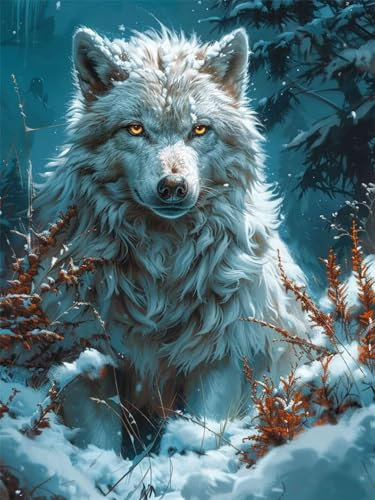 5D Wolf Diamond Painting XXL 100 x 135 cm, DIY Diamond Painting Set Tier Diamond Painting Erwachsene Groß, Diamond Painting Eckige Steine Crystal Art, Zimmer Deko Wohnzimmer, Geschenke für Frauen R-TL