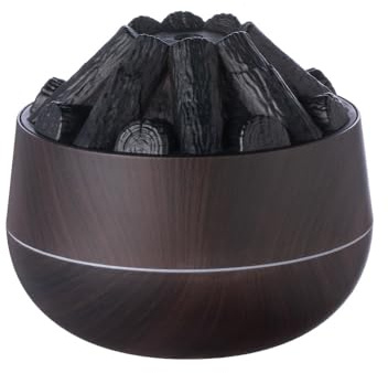 Flame Effect Humidifier with LED Light | Ultrasonic Cool Mist Fireplace Style Air Humidifier for Bedroom, Office & Desk | USB Ambient Night Light Aroma Diffuser Decor (Black)