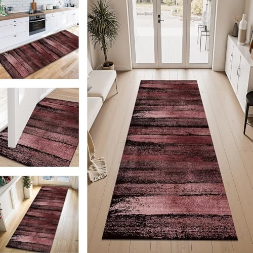 Teppich Läufer Flur Küche rutschfest Braun Rot 50X300CM Vintage Teppichläufer Kücheläufer Lang Waschbar Meterware Küchenteppich Flurteppich Läufer für Wohnraum Schlafzimmer Kinderzimmer Flurläufer