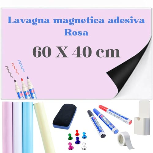 MITHREEL Magnetische Folie selbstklebend – Whiteboard Folie magnetisch für Zuhause, Büro oder Schule – flexible Magnetwand (ROSA 60 X 40 cm)