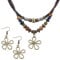 Mikovivi Layered Wood Bead Necklace with Hollow Flower Earrings, Boho Hippie Necklaces Unisex Bohemian Jewelry for Men Women