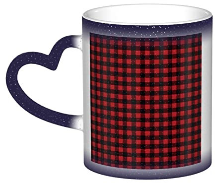 XTXGBT Buffalo Printed Red and Black Coffee Mugs Personalized Heat Changing Mug Heat Sensitive Magic Ce