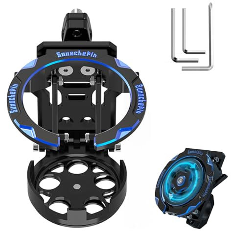 Folding Turntable Water Cup Holder,Foldable Into a Mini Gyroscope,Carry It with You,Two-Way Installation with Rotation Turntable and Screws Tool,for Motorcycles,Bicycles (Blue)