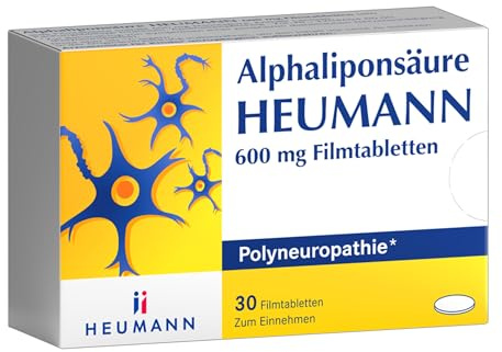 Alphaliponsäure HEUMANN 600 mg Filmtabletten, bei Polyneuropathie, 30 St. | Behandlung von Symptomen einer peripheren diabetischen Nervenschädigung, lindert Symptome wie Kribbeln, Schmerzen und Brennen