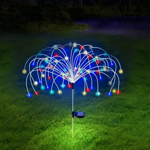 KOBOKO Solar Feuerwerk Gartenlichter, 60 LED Solar Gartenleuchte Außen, 8 Modi Solarleuchten Gartendeko, Wasserdicht Feuerwerk Lichter, Farbiges Solarlampen für Außen Hof Balkon Terrasse Garten Deko