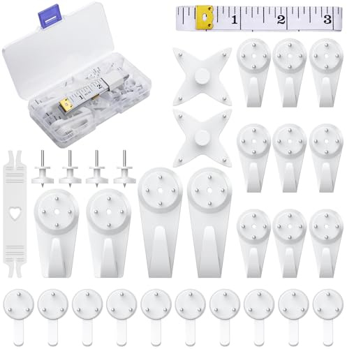 Uniclife 30 Pezzi di Ganci per Pareti Dure Kit per Appendere Quadri Ganci per Pareti Non Tracciabili con Chiodi, Ganci per Quadri Bianchi in Stucco per Cornici, Pittura e Arte