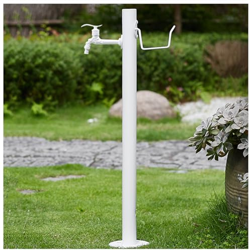 BODHIS Robinet de Jardin sur Pied en Acier Inoxydable avec Colonne d'eau, Robinet d'extérieur Rond avec Pistolet pulvérisateur et Tuyau