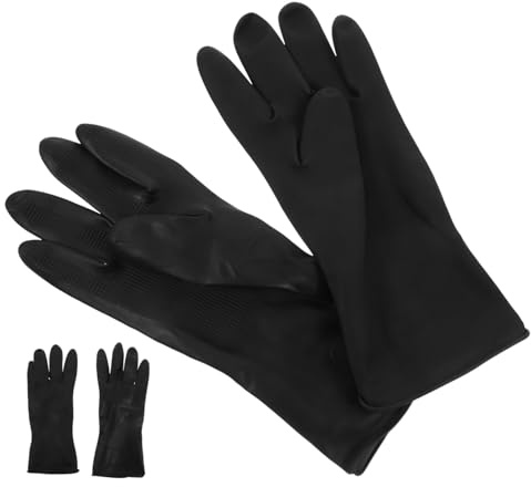 Haarfärbehandschuhe 2 Paar Schwarz, Waschbar mit Grip für Damen und Herren | Gummierte Oberfläche, Schützt Hände bei Pflege, Geeignet für Zuhause und Bastelarbeiten, 2 Paar