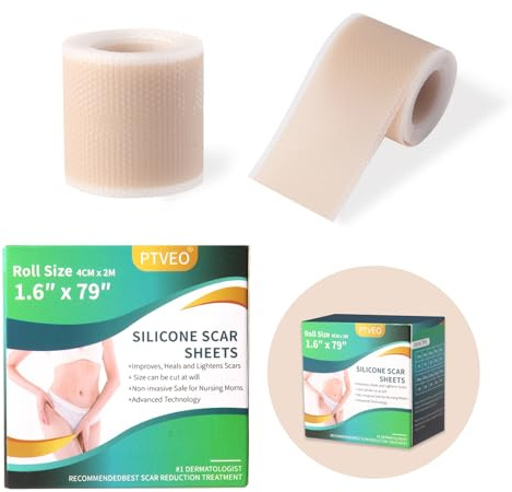 Silikon Narbenpflaster, 4cm x 200cm Silikon-Narbenband Wiederverwendbar Silicone Scar Tape Silikonpflaster Rolle Weiches Silikonband Atmungsaktiv, Wasserfest