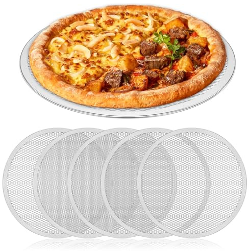 MZYFDC Teglia for pizza da 6 pezzi, 12 pollici, antiaderente, resistente alla temperatura, riutilizzabile, in rete