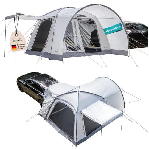 Skandika Kuppelzelt Pitea 4 Flex Protect Bundle mit SUV-Schleuse | Campingzelt für 4 Personen, mit Schleuse für SUV, eingenähter Zeltboden, Wassersäule 5000 mm, UPF 50+ | Zelt, Camping, Outdoor