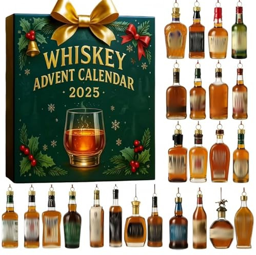 2025 Whiskey Adventskalender mit 3D-Flaschen: Jeden Tag öffnen Sie eine neue Überraschung mit 24 Tagen Spirituosen, eine tägliche Verkostungsreise durch die Welt, Weihnachts-Countdown für