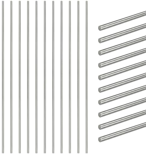 Swpeet 15Pcs 3mm x 400mm 304 Stainless Steel Rods Sets, Assorted Metal Solid Round Rod, Smooth Steel Rod, Solid Shaft Rods Lathe Bar Stock for DIY Craft, Model, Industry, Metal Working