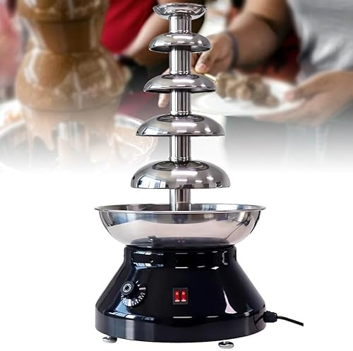 GmhXylophyte 4/5-Tier Chocolate Fountain Machine, Stainless Steel Chocolate Fondue Fountain Warmer, With Detachable Parts, For Wedding, Birthday, Buffet Restaurants 5-layerBlack