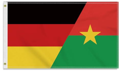 Große 90×150 CM Burkina Faso Deutschland Flagge, großes 150D Deutsch Burkina Faso Freundschafts banner,Strapazierfähige Deutschlandfahne Doube-Seitendruck Dekor Messingösen large Burkina Faso