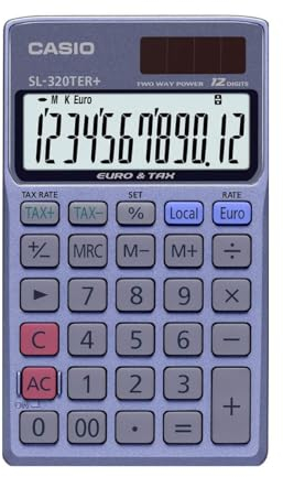 Casio SL-320TER+ Taschenrechner Blau Display (Stellen): 12 solarbetrieben, batteriebetrieben (B x H x T) 70 x 118.5 x 8