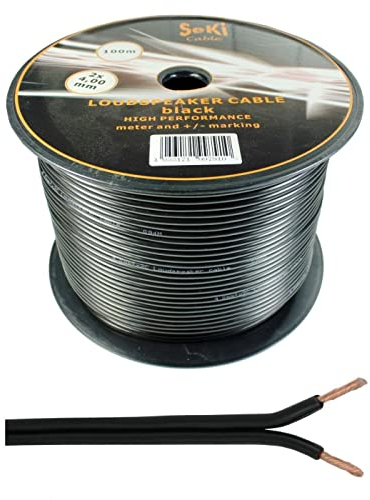 Câble enceinte 100m - 2x4mm² - 100% CCA Cuivre ; Audiocâble - noir