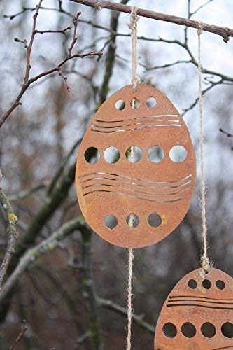 Rostikal Hängedeko 3er Set Ostereier 8-12 cm Osterdeko zum aufhängen Fensterdeko Ostern