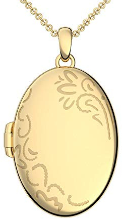 Medaillon oval groß Gold hochwertig vergoldet Amulett antik Vintage (Medalion, Medallion) zum Öffnen antik, aufklappen, aufklappbar mit Kette für Foto Gelbgold Kette + FF103 VGGG45