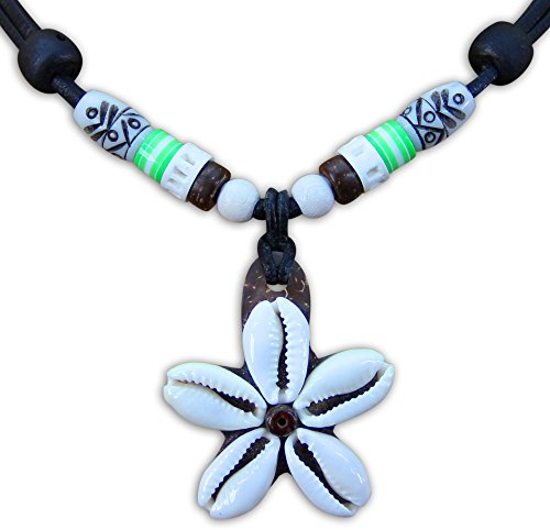 HANA LIMA Blumenkette Lederkette Muschelkette Surferkette Halskette Damen Surferhalskette