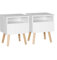 WOLTU® Nachttisch 2er Set Nachtkommode Nachtschrank Beistelltisch Sofatisch, mit Schublade und Offenem Fach, mit Beinen, Holz, Weiß, 40x33,5x50cm(BxTxH), TSR58ws-2