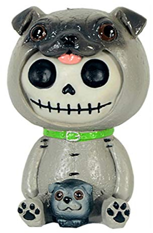 Horror-Shop Kleine Mops Furrybones Figur - Pug Skelettfigur für Sammler von Furrybones Figuren