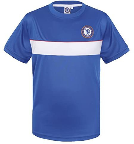 Chelsea FC - Jungen Trainingstrikot aus Polyester - Offizielles Merchandise - Geschenk für Fußballfans - Royalblau mit weißem Streifen - 12-13 Jahre