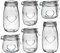 Nicola Spring Heart Design Glass Storage Food Preserve Jars - 500ml / 1L / 1.55L - Clear - Set of 6