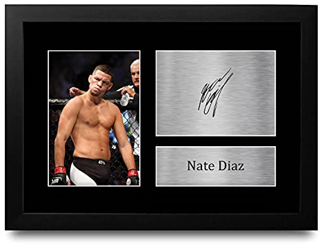 HWC Trading Nate Diaz MMA Gifts gedrucktes Autogramm für UFC-Fans, gerahmt, A4