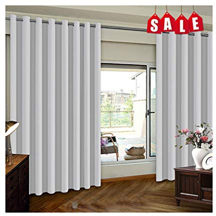 Flei Drop Curtains 180x240cm (WxL), Top ring curtains, Light Blocking Drop Noise ReduceBedroom Thermal Curtains, for Window treatments Living Rooms Doors - White 1 Panel