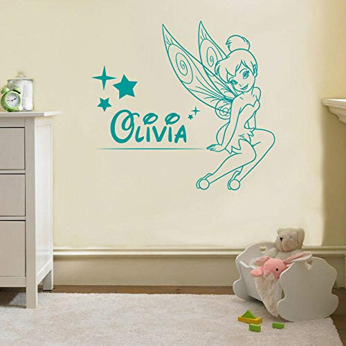 HUJL Wandtattoo Tinkerbell personalisierter Name benutzerdefinierte Aufkleber Wandaufkleber Wandbild Peter Stift